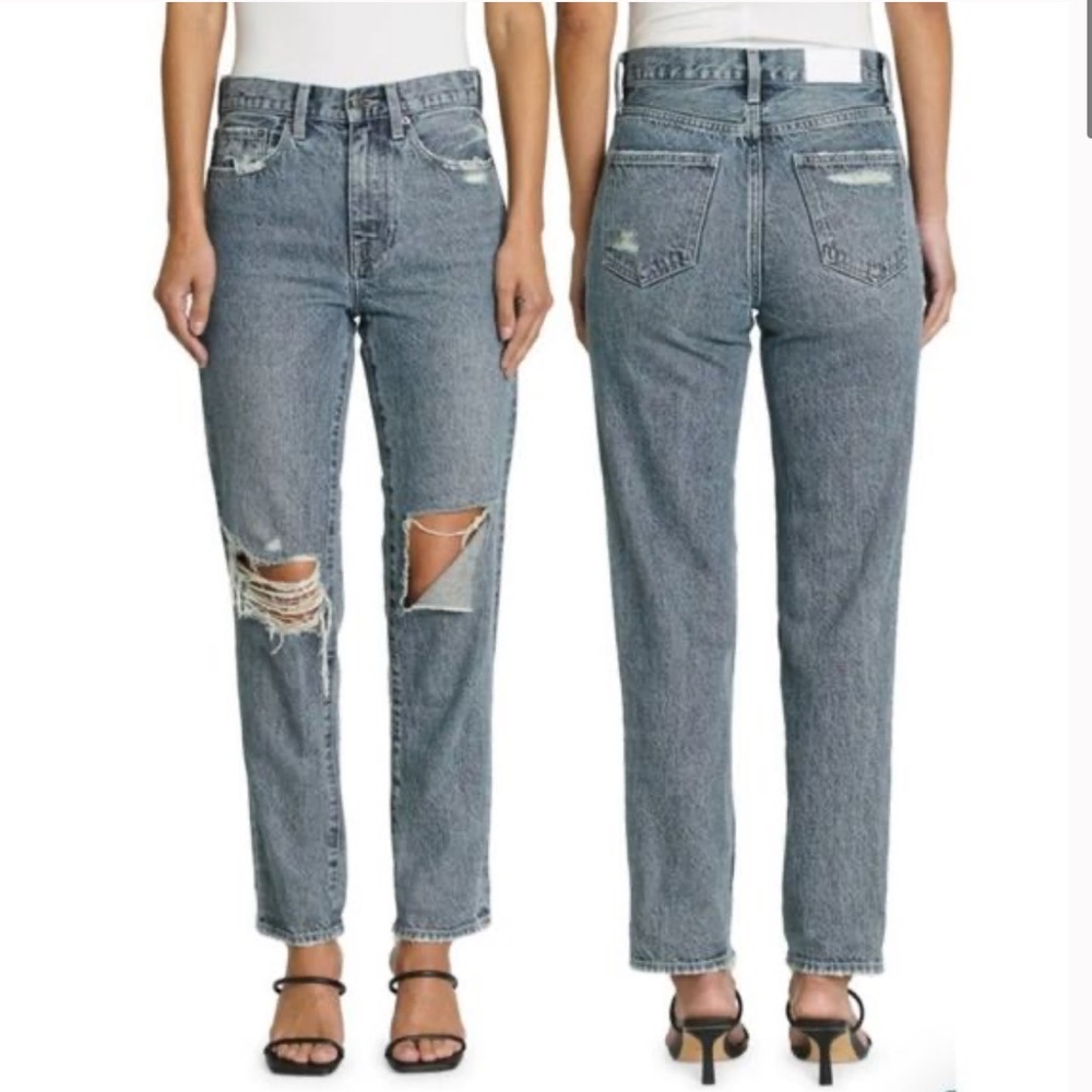 PISTOLA Presley Ripped High Waist Ankle Straight Leg Boyfriend Jeans Size 26